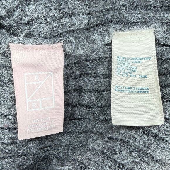 Rebecca Minkoff Pixi Square Neck Puff Sleeve Wool Blend Sweater Dark Grey Size S - Picture 4 of 6